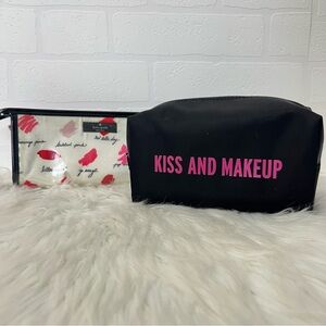 Kate Spade Davie Bon Voyage Kiss and Makeup Cosmetic Bag With Kiss Lipstick Bag